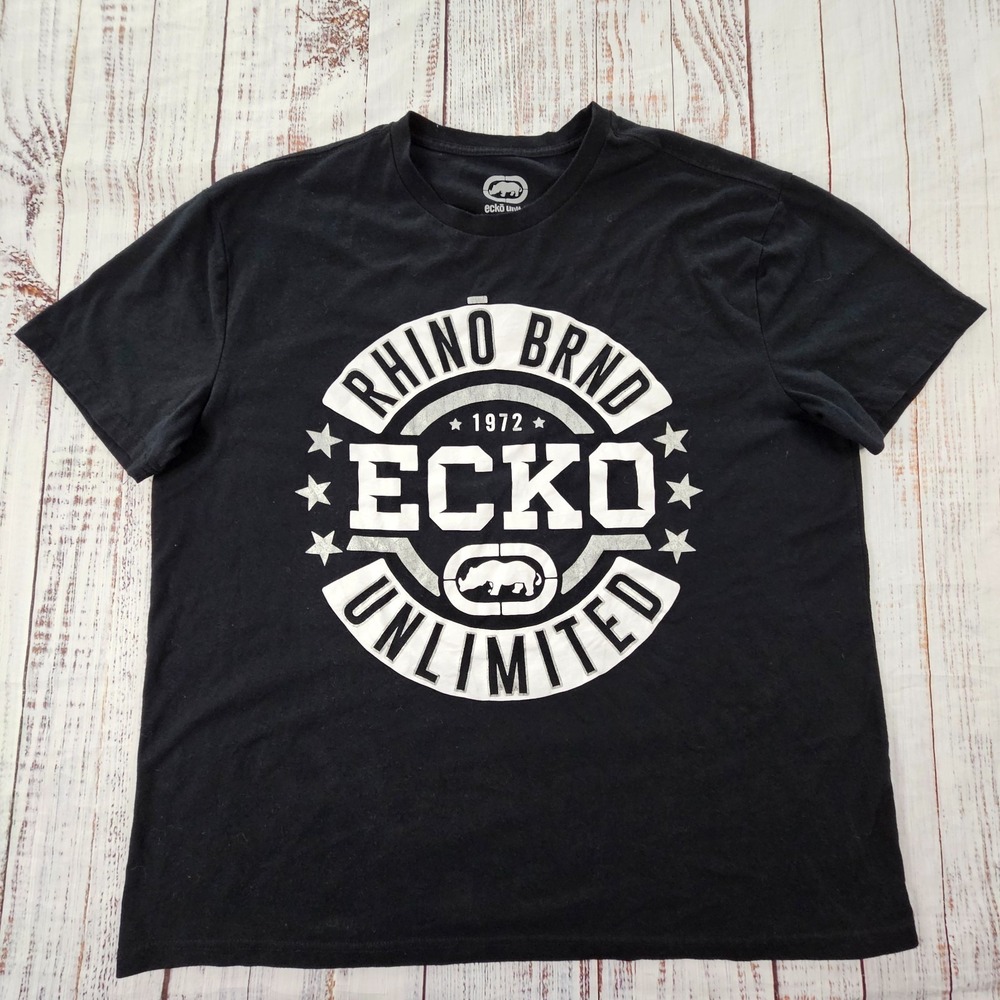 Ecko Rhino Brnd Black Short Sleeve Cotton Blend T-Shirt Men's 2XL‎